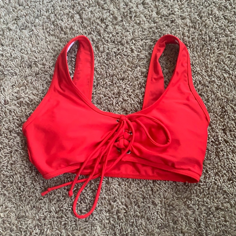 Shein bright red full coverage bikini top